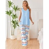 Ekouaer Womens Pajamas Set Sleeveless Lounge Sets Tank Top and Pants Pjs | V Neck Top Loungewear with Side Slit, Comfy Lounge Pants with Pockets, Elastic Waistband, 2 Piece Sleepwear, Loose Fit(Tie-dye Blue)