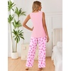 Ekouaer Womens Pajamas Set Sleeveless Lounge Sets Tank Top and Pants Pjs | V Neck Top Loungewear with Side Slit, Comfy Lounge Pants with Pockets, Elastic Waistband, 2 Piece Sleepwear, Loose Fit(Pink Butterfly)
