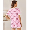 Ekouaer Womens Ribbed Knit Pajama Set Short Sleeve Top Shorts PJs | Pajama Sets for Women 2 Piece with Crew Neck Contrast Design Ribbed Knit Sleepwear Side Pockets Drawstring Waistband(Bow Tie-pink)