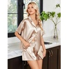 Ekouaer Womens Satin Pajama Set Short Sleeve Sleepwear Button Down Pjs | Silky Smooth Satin, Soft Top and Shorts, Bridal Getting Ready Outfit, 2 Piece Loungewear Set for Daily Sleep, Wedding Party(Champagne)