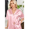 Ekouaer Womens Satin Pajama Set Short Sleeve Sleepwear Button Down Pjs | Silky Smooth Satin, Soft Top and Shorts, Bridal Getting Ready Outfit, 2 Piece Loungewear Set for Daily Sleep, Wedding Party(Pink)