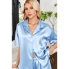 Ekouaer Womens Satin Pajama Set Short Sleeve Sleepwear Button Down Pjs | Silky Smooth Satin, Soft Top and Shorts, Bridal Getting Ready Outfit, 2 Piece Loungewear Set for Daily Sleep, Wedding Party(Light Blue)