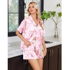 Ekouaer Womens Satin Pajama Set Short Sleeve Sleepwear Button Down Pjs | Silky Smooth Satin, Soft Top and Shorts, Bridal Getting Ready Outfit, 2 Piece Loungewear Set for Daily Sleep, Wedding Party(Bow Heart/Stripes)