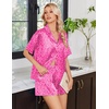Ekouaer Womens Satin Pajama Set Short Sleeve Sleepwear Button Down Pjs | Silky Smooth Satin, Soft Top and Shorts, Bridal Getting Ready Outfit, 2 Piece Loungewear Set for Daily Sleep, Wedding Party(Leopard Print/ Rose Pink)