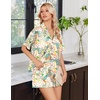 Ekouaer Womens Satin Pajama Set Short Sleeve Sleepwear Button Down Pjs | Silky Smooth Satin, Soft Top and Shorts, Bridal Getting Ready Outfit, 2 Piece Loungewear Set for Daily Sleep, Wedding Party(Flowers/Plants/Pink)