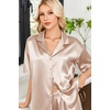 Ekouaer Womens Satin Pajama Set Short Sleeve Sleepwear Button Down Pjs | Silky Smooth Satin, Soft Top and Shorts, Bridal Getting Ready Outfit, 2 Piece Loungewear Set for Daily Sleep, Wedding Party(Champagne)