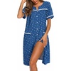 Ekouaer Nightgowns for Women House Dress with Pockets Button Down Sleepshirt Short Sleeve Nightshirt Housecoat | Button Up Night Gowns,Short Sleeve Housecoat,Moo Moos for Elderly Women,Labor and Delivery Gown for Pregnant and Postpartum(Puppy Pawprints)