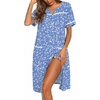 Ekouaer Nightgowns for Women House Dress with Pockets Button Down Sleepshirt Short Sleeve Nightshirt Housecoat | Button Up Night Gowns,Short Sleeve Housecoat,Moo Moos for Elderly Women,Labor and Delivery Gown for Pregnant and Postpartum(Blue Plum)