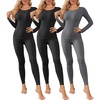 Thermal Underwear for Women Long Johns Base Layer Pajama Sets Cold Weather | Thermal clothes for women, soft stretchy feel, base layering, home lounging, sleep, daily wear, outdoor use, winter wear(Black/Black/Deep Grey)