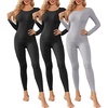 Thermal Underwear for Women Long Johns Base Layer Pajama Sets Cold Weather | Thermal clothes for women, soft stretchy feel, base layering, home lounging, sleep, daily wear, outdoor use, winter wear(Black/Black/Grey)
