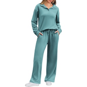 Ekouaer Lounge Sets for Women 2 Piece Outfits 2026 Long Sleeve Top with Pants(Peacock Blue)