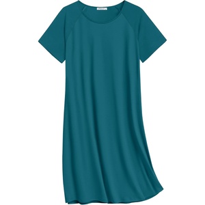 Ekouaer Nightgowns for Women Cotton Sleep Shirt Short Sleeve Night Shirt | Crew Neck Night Gown, Soft Sleepwear, Casual T Shirt Pajama Dress, Short Lounge Dress, Pullover Loungewear for Daily, Sleep(Blue)