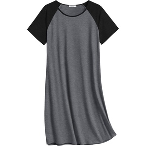 Ekouaer Nightgowns for Women Cotton Sleep Shirt Short Sleeve Night Shirt | Crew Neck Night Gown, Soft Sleepwear, Casual T Shirt Pajama Dress, Short Lounge Dress, Pullover Loungewear for Daily, Sleep(Dark Grey)