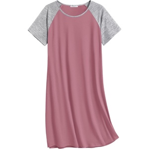 Ekouaer Nightgowns for Women Cotton Sleep Shirt Short Sleeve Night Shirt | Crew Neck Night Gown, Soft Sleepwear, Casual T Shirt Pajama Dress, Short Lounge Dress, Pullover Loungewear for Daily, Sleep(Peach Pink)