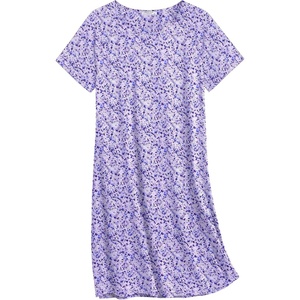 Ekouaer Nightgowns for Women Cotton Sleep Shirt Short Sleeve Night Shirt | Crew Neck Night Gown, Soft Sleepwear, Casual T Shirt Pajama Dress, Short Lounge Dress, Pullover Loungewear for Daily, Sleep(Purple Abstract Dots)