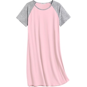 Ekouaer Nightgowns for Women Cotton Sleep Shirt Short Sleeve Night Shirt | Crew Neck Night Gown, Soft Sleepwear, Casual T Shirt Pajama Dress, Short Lounge Dress, Pullover Loungewear for Daily, Sleep(Light Pink)
