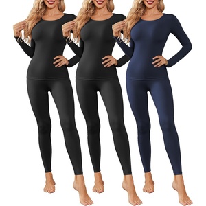 Thermal Underwear for Women Long Johns Base Layer Pajama Sets Cold Weather | Thermal clothes for women, soft stretchy feel, base layering, home lounging, sleep, daily wear, outdoor use, winter wear(Black/Black/Blue)