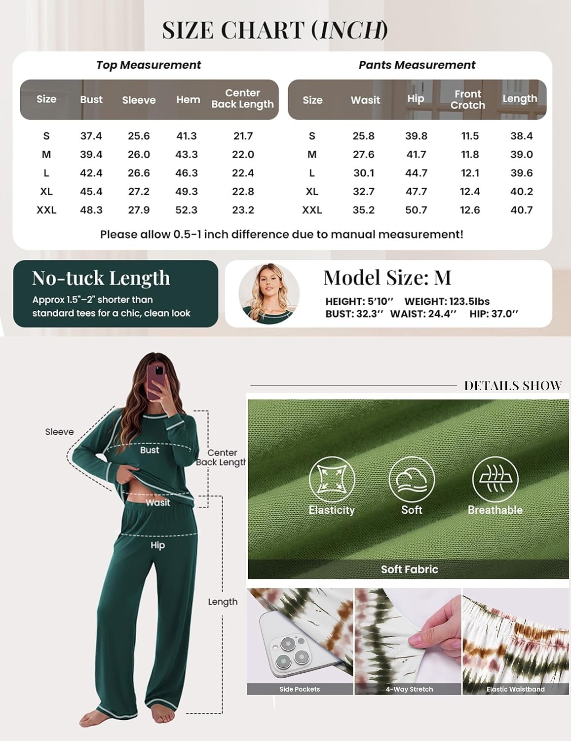 image:imageEkouaer Womens Pajamas Long Sleeve Pjs Soft Loungewear 2 Piece Lounge Sets Loose Pants with PocketsComfy Fall Winter SleepwearHeart Gray