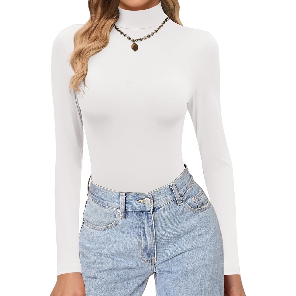 image:imageEkouaer Womens Turtleneck Shirts Long Sleeve Lightweight Fitted Thermal  Mock Neck Soft Base Layer Tops Underwear Stretchy Fit Buttery Soft Undershirts Fashion Winter ClothesWhite