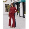 Ekouaer 2 Piece Sets for Women Fall Lounge Sets Outfits Matching Clothing | 2026 Fall Long Sleeve Pullover Top,Wide-Leg Pants Pockets,Drawstring Elastic Waist,Airport Travel Set,Tracksuit,Sweatsuit(Burgundy)
