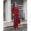 Ekouaer 2 Piece Sets for Women Fall Lounge Sets Outfits Matching Clothing | 2026 Fall Long Sleeve Pullover Top,Wide-Leg Pants Pockets,Drawstring Elastic Waist,Airport Travel Set,Tracksuit,Sweatsuit(Burgundy)