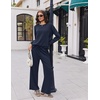 Ekouaer 2 Piece Sets for Women Fall Lounge Sets Outfits Matching Clothing | 2026 Fall Long Sleeve Pullover Top,Wide-Leg Pants Pockets,Drawstring Elastic Waist,Airport Travel Set,Tracksuit,Sweatsuit(Navy Blue)