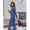 Ekouaer 2 Piece Sets for Women Fall Lounge Sets Outfits Matching Clothing | 2026 Fall Long Sleeve Pullover Top,Wide-Leg Pants Pockets,Drawstring Elastic Waist,Airport Travel Set,Tracksuit,Sweatsuit(Blue)