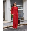 Ekouaer 2 Piece Sets for Women Fall Lounge Sets Outfits Matching Clothing | 2026 Fall Long Sleeve Pullover Top,Wide-Leg Pants Pockets,Drawstring Elastic Waist,Airport Travel Set,Tracksuit,Sweatsuit(Red)