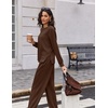 Ekouaer 2 Piece Sets for Women Fall Lounge Sets Outfits Matching Clothing | 2026 Fall Long Sleeve Pullover Top,Wide-Leg Pants Pockets,Drawstring Elastic Waist,Airport Travel Set,Tracksuit,Sweatsuit(Coffee)