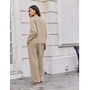 Ekouaer 2 Piece Sets for Women Fall Lounge Sets Outfits Matching Clothing | 2026 Fall Long Sleeve Pullover Top,Wide-Leg Pants Pockets,Drawstring Elastic Waist,Airport Travel Set,Tracksuit,Sweatsuit(Light Khaki)
