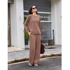 Ekouaer 2 Piece Sets for Women Fall Lounge Sets Outfits Matching Clothing | 2026 Fall Long Sleeve Pullover Top,Wide-Leg Pants Pockets,Drawstring Elastic Waist,Airport Travel Set,Tracksuit,Sweatsuit(Taupetastic)