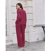 Ekouaer 2 Piece Sets for Women Fall Lounge Sets Outfits Matching Clothing | 2026 Fall Long Sleeve Pullover Top,Wide-Leg Pants Pockets,Drawstring Elastic Waist,Airport Travel Set,Tracksuit,Sweatsuit(Magenta Purpl)