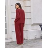 Ekouaer 2 Piece Sets for Women Fall Lounge Sets Outfits Matching Clothing | 2026 Fall Long Sleeve Pullover Top,Wide-Leg Pants Pockets,Drawstring Elastic Waist,Airport Travel Set,Tracksuit,Sweatsuit(Burgundy)