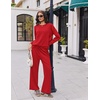 Ekouaer 2 Piece Sets for Women Fall Lounge Sets Outfits Matching Clothing | 2026 Fall Long Sleeve Pullover Top,Wide-Leg Pants Pockets,Drawstring Elastic Waist,Airport Travel Set,Tracksuit,Sweatsuit(Red)