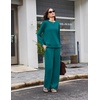 Ekouaer 2 Piece Sets for Women Fall Lounge Sets Outfits Matching Clothing | 2026 Fall Long Sleeve Pullover Top,Wide-Leg Pants Pockets,Drawstring Elastic Waist,Airport Travel Set,Tracksuit,Sweatsuit(Blue Green)
