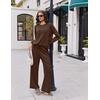 Ekouaer 2 Piece Sets for Women Fall Lounge Sets Outfits Matching Clothing | 2026 Fall Long Sleeve Pullover Top,Wide-Leg Pants Pockets,Drawstring Elastic Waist,Airport Travel Set,Tracksuit,Sweatsuit(Coffee)