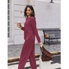 Ekouaer 2 Piece Sets for Women Fall Lounge Sets Outfits Matching Clothing | 2026 Fall Long Sleeve Pullover Top,Wide-Leg Pants Pockets,Drawstring Elastic Waist,Airport Travel Set,Tracksuit,Sweatsuit(Magenta Purpl)