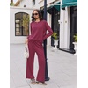Ekouaer 2 Piece Sets for Women Fall Lounge Sets Outfits Matching Clothing | 2026 Fall Long Sleeve Pullover Top,Wide-Leg Pants Pockets,Drawstring Elastic Waist,Airport Travel Set,Tracksuit,Sweatsuit(Magenta Purpl)