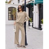 Ekouaer 2 Piece Sets for Women Fall Lounge Sets Outfits Matching Clothing | 2026 Fall Long Sleeve Pullover Top,Wide-Leg Pants Pockets,Drawstring Elastic Waist,Airport Travel Set,Tracksuit,Sweatsuit(Light Khaki)