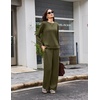 Ekouaer 2 Piece Sets for Women Fall Lounge Sets Outfits Matching Clothing | 2026 Fall Long Sleeve Pullover Top,Wide-Leg Pants Pockets,Drawstring Elastic Waist,Airport Travel Set,Tracksuit,Sweatsuit(Army Green)
