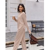 Ekouaer 2 Piece Sets for Women Fall Lounge Sets Outfits Matching Clothing | 2026 Fall Long Sleeve Pullover Top,Wide-Leg Pants Pockets,Drawstring Elastic Waist,Airport Travel Set,Tracksuit,Sweatsuit(Apricot)