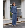 Ekouaer 2 Piece Sets for Women Fall Lounge Sets Outfits Matching Clothing | 2026 Fall Long Sleeve Pullover Top,Wide-Leg Pants Pockets,Drawstring Elastic Waist,Airport Travel Set,Tracksuit,Sweatsuit(Blue)