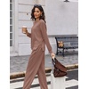 Ekouaer 2 Piece Sets for Women Fall Lounge Sets Outfits Matching Clothing | 2026 Fall Long Sleeve Pullover Top,Wide-Leg Pants Pockets,Drawstring Elastic Waist,Airport Travel Set,Tracksuit,Sweatsuit(Taupetastic)