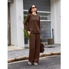 Ekouaer 2 Piece Sets for Women Fall Lounge Sets Outfits Matching Clothing | 2026 Fall Long Sleeve Pullover Top,Wide-Leg Pants Pockets,Drawstring Elastic Waist,Airport Travel Set,Tracksuit,Sweatsuit(Coffee)