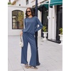 Ekouaer 2 Piece Sets for Women Fall Lounge Sets Outfits Matching Clothing | 2026 Fall Long Sleeve Pullover Top,Wide-Leg Pants Pockets,Drawstring Elastic Waist,Airport Travel Set,Tracksuit,Sweatsuit(Blue)