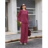 Ekouaer 2 Piece Sets for Women Fall Lounge Sets Outfits Matching Clothing | 2026 Fall Long Sleeve Pullover Top,Wide-Leg Pants Pockets,Drawstring Elastic Waist,Airport Travel Set,Tracksuit,Sweatsuit(Magenta Purpl)