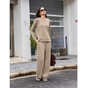 Ekouaer 2 Piece Sets for Women Fall Lounge Sets Outfits Matching Clothing | 2026 Fall Long Sleeve Pullover Top,Wide-Leg Pants Pockets,Drawstring Elastic Waist,Airport Travel Set,Tracksuit,Sweatsuit(Light Khaki)