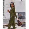 Ekouaer 2 Piece Sets for Women Fall Lounge Sets Outfits Matching Clothing | 2026 Fall Long Sleeve Pullover Top,Wide-Leg Pants Pockets,Drawstring Elastic Waist,Airport Travel Set,Tracksuit,Sweatsuit(Army Green)