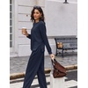 Ekouaer 2 Piece Sets for Women Fall Lounge Sets Outfits Matching Clothing | 2026 Fall Long Sleeve Pullover Top,Wide-Leg Pants Pockets,Drawstring Elastic Waist,Airport Travel Set,Tracksuit,Sweatsuit(Navy Blue)