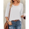 Ekouaer 3/4 Sleeve Womens Tops Scoop Neck T Shirts 2026 Casual Basic Tees | Casual Tops,Cute Basic Tops Vacation Outfits,Comfy Basic Tees,Loose Fit Tops For All-Season Daily Wear,available in S-3XL(White)
